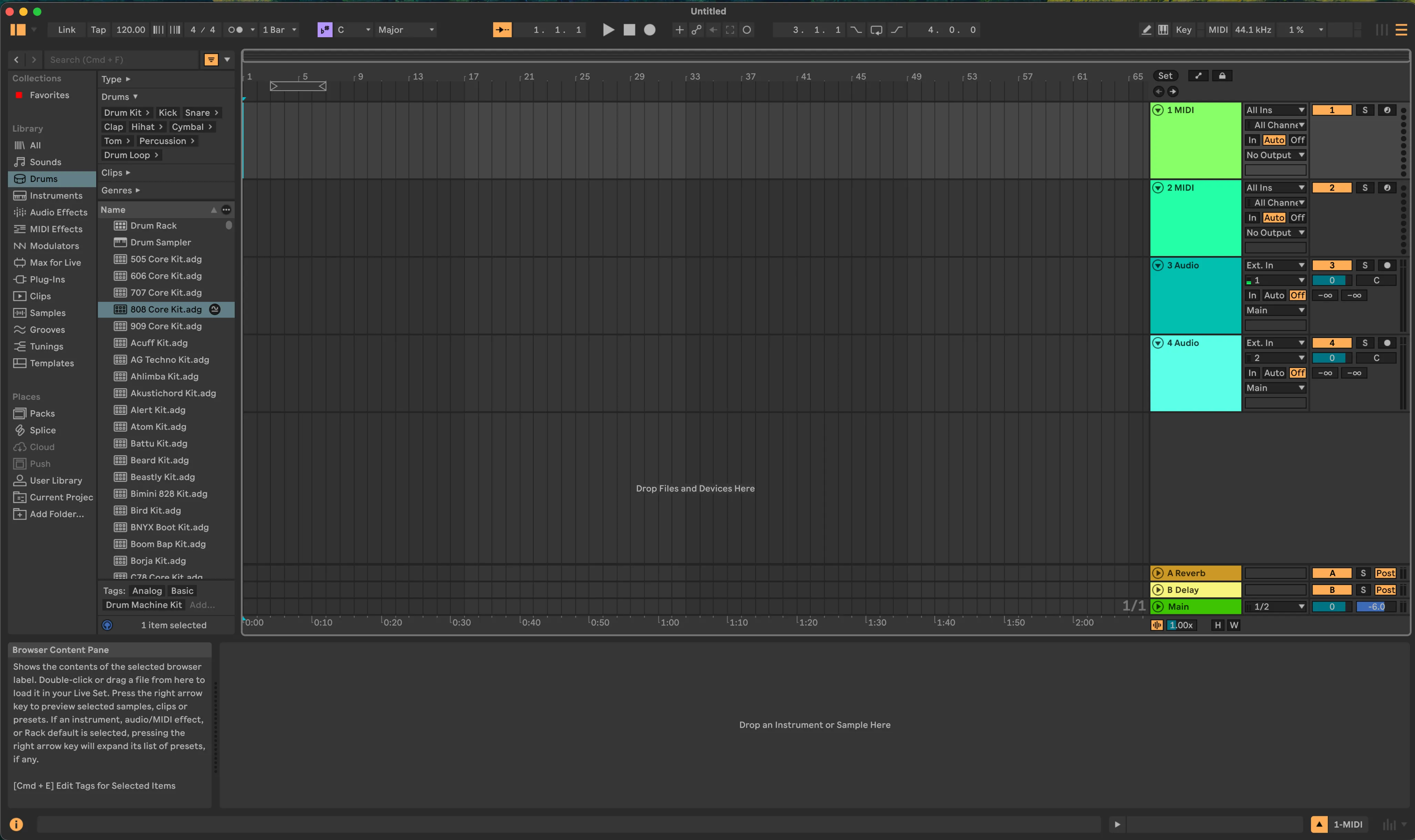 Arrangement View: a horizontal timeline with tracks stacked vertically