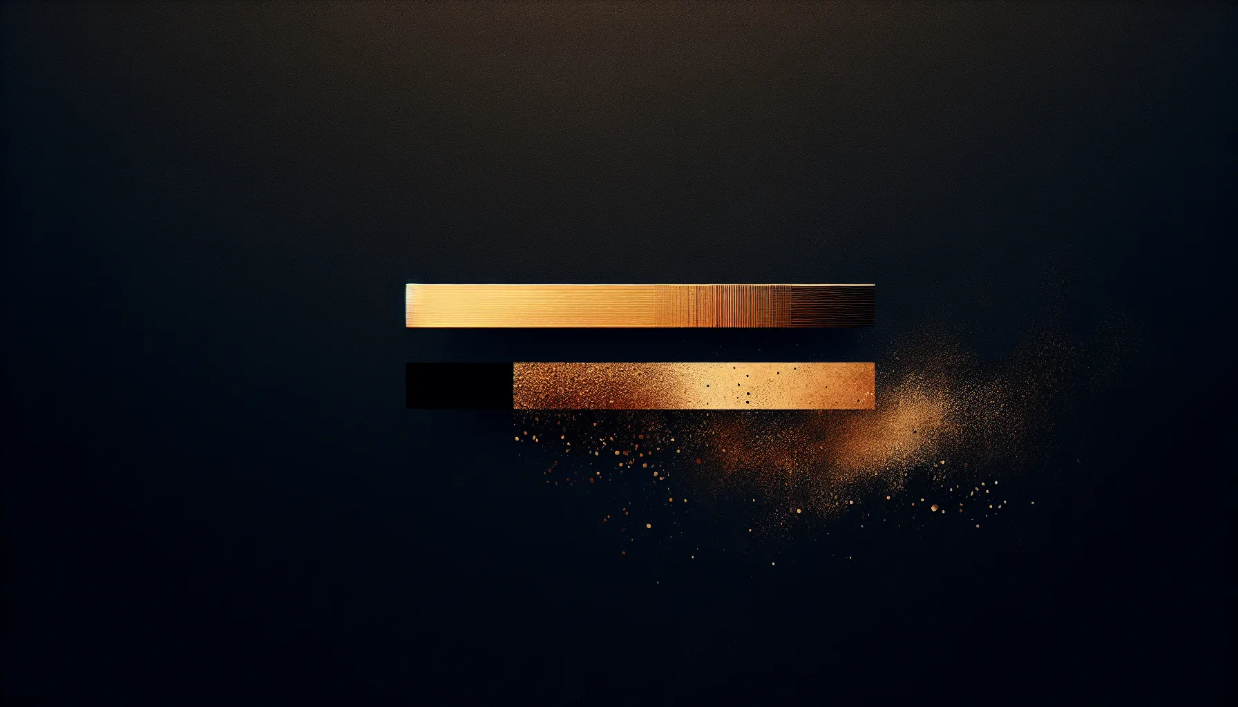 Three abstract gold bands — solid floor, textured middle, dissolving leaks