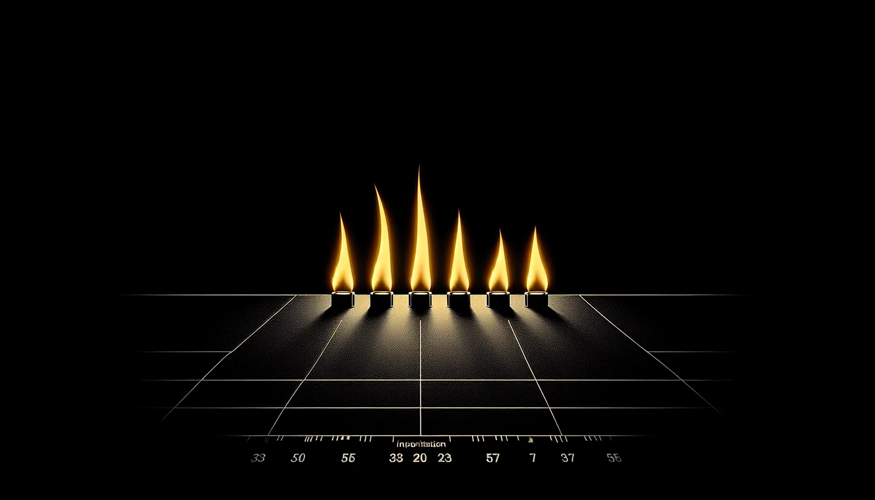 Three bright flames with smaller flames behind