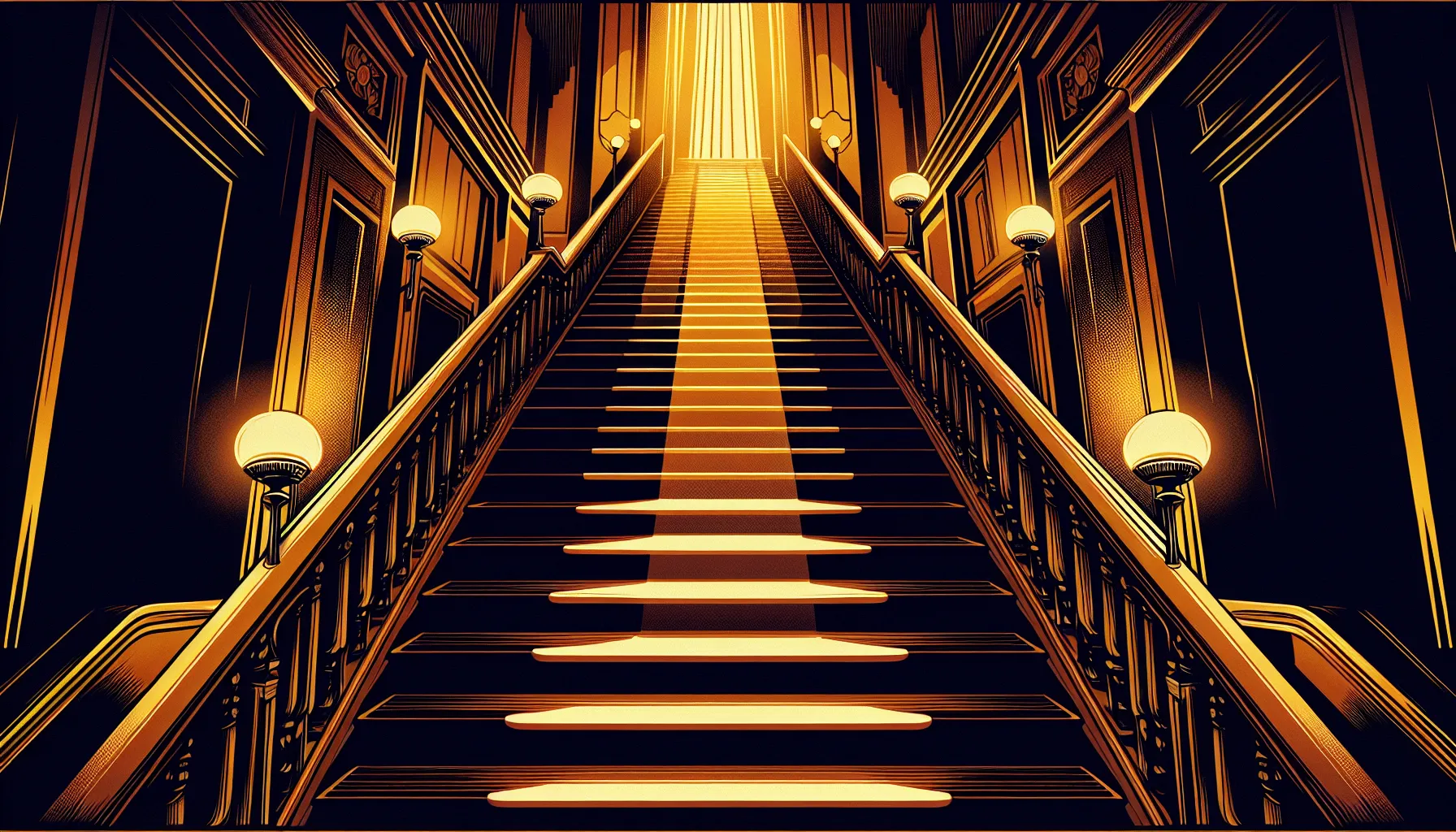 Staircase ascending into golden light